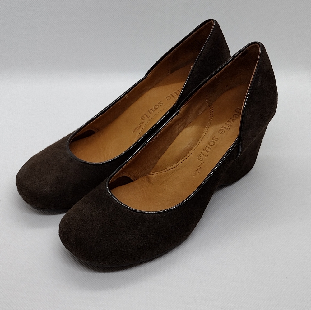Gentle Souls Brown Suede Wedges